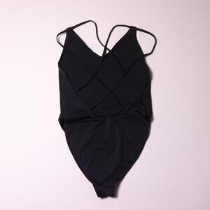 ASOS swim black high cut criss cross straps one piece womens swimsuit US 4